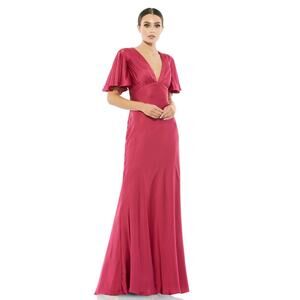 Ieena for Mac Duggal 55402 Long Formal Satin Evening Dress - Size 10 - New